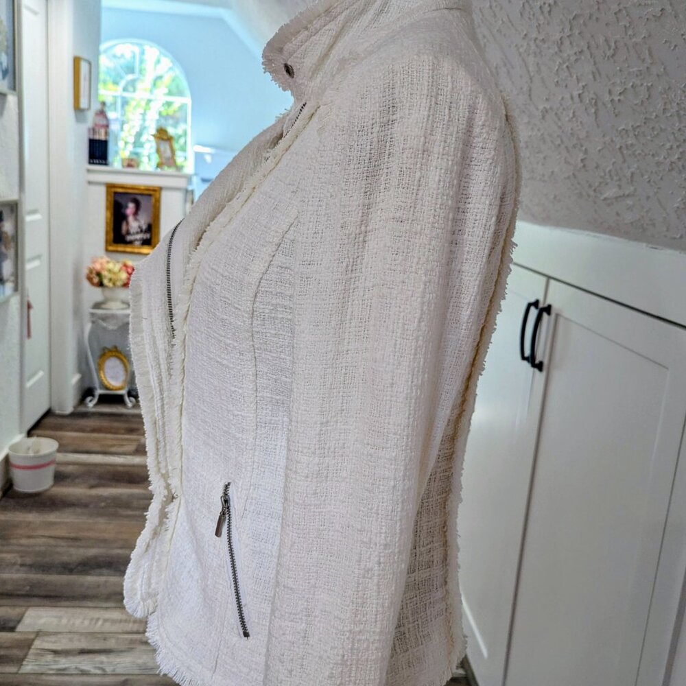 Carolina Belle Montreal Tweed Zipper Fitted Moto Jacket - Picture 3 of 7